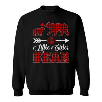 Buffalo Plaid Matching Christmas Little Sister Bear Pajama Sweatshirt | Mazezy
