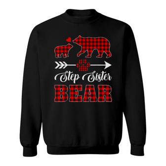 Buffalo Plaid Matching Christmas Step Sister Bear Pajama Sweatshirt | Mazezy