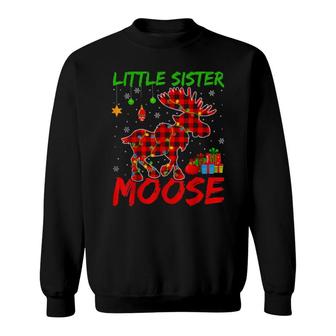 Buffalo Plaid Matching Little Sister Moose Christmas Pajama Sweatshirt - Thegiftio UK