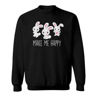 Bunnies Make Me Happy Bunny Rabbit Mom Pet Owner Girls Kids Sweatshirt | Mazezy
