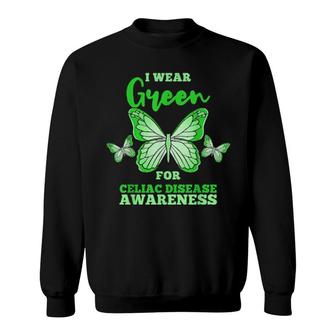 Butterfly I Wear Green For Celiac Disease Awareness Sweater Sweatshirt | Mazezy