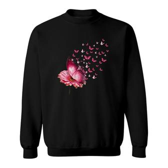 Butterfly Lover Pink Daisy Flower Insect Sweatshirt | Mazezy