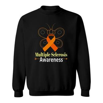 Butterfly Orange Ribbon Multiple Sclerosis Awareness Sweatshirt | Mazezy