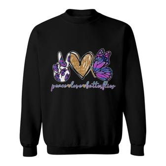 Butterfly Peace Love Sweatshirt | Mazezy