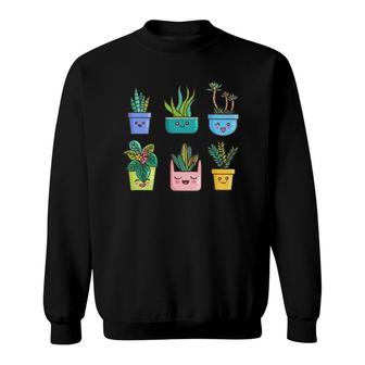 Cactus Succulents Succa For Plants Cute Kawaii Cartoon Gift Sweatshirt | Mazezy