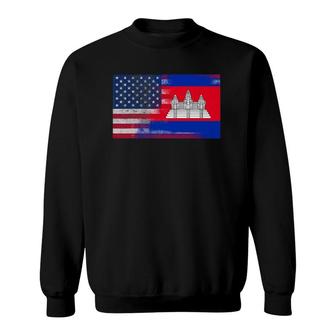 Cambodian American Half Cambodia Half America Flag Sweatshirt | Mazezy