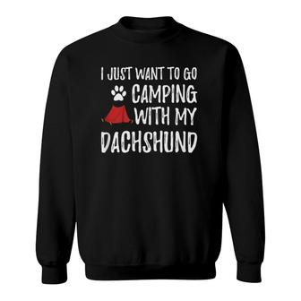 Camping Dachshund For Funny Dog Mom Or Dog Dad Camper Sweatshirt | Mazezy
