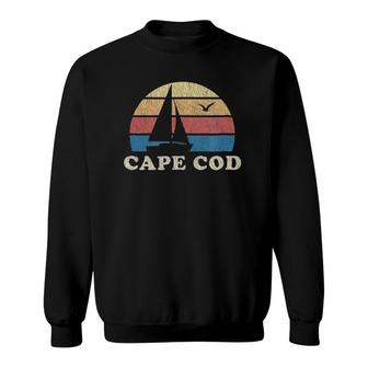 Cape Cod Ma Vintage Sailboat 70S Throwback Sunset Sweatshirt | Mazezy UK