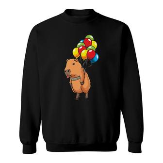 Capybara Giant Cavy Rodent With Balloons Capybara Sweatshirt | Mazezy