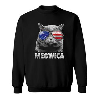 Cat 4th Of July Meowica Merica Men Usa American Flag Sweatshirt | Mazezy