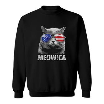 Cat 4th Of July Meowica Sweatshirt | Mazezy