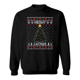 Cat Christmas Tree Meowy Catmas Xmas Girls Boys Ugly Style  Sweatshirt