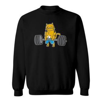 Cat Deadlift Powerlifting Weightlifter Cat Lover Sweatshirt | Mazezy