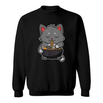 Cat Eating Ramen Sweatshirt | Mazezy