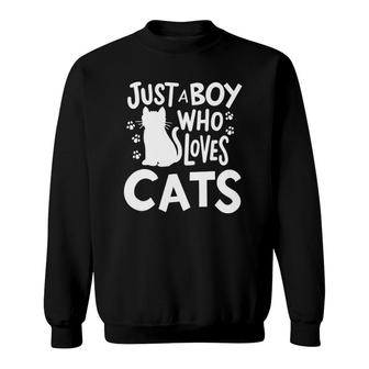 Cat Just A Boy Who Loves Cats Gift For Cat Lovers Sweatshirt | Mazezy