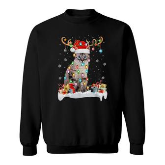 Cat Matching Santa Reindeer Nebelung Cat Christmas Sweatshirt | Mazezy