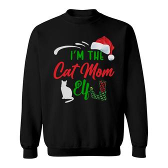 Cat Mom Elf Christmas Matching Family Pajamas Sweatshirt | Mazezy