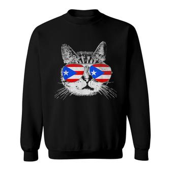Cat Puerto Rico Flag Country Pride Sweatshirt | Mazezy