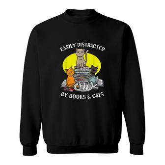 Cat Teacher Librarian Bookworm Gift Women Men Kids Sweatshirt - Thegiftio
