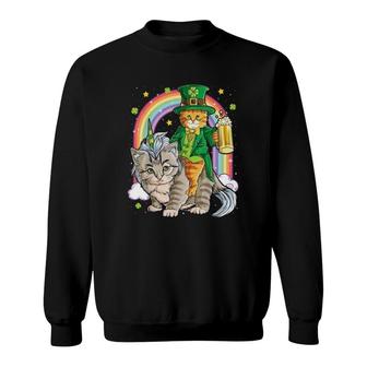 Cat Unicorn Leprechaun St Patricks Day Sweatshirt | Mazezy