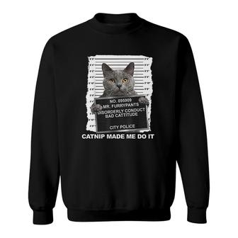 Catnip Made Me Do It Funny Cat Sweatshirt | Mazezy