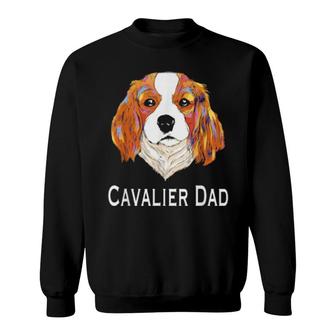 Cavalier Dad Pop Art Cavalier King Charles Spaniel Dog Sweatshirt | Mazezy