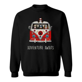 Cavalier King Charles Spaniel Adventure Awaits Artwork Sweatshirt | Mazezy