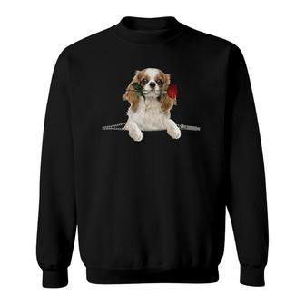 Cavalier King Charles Spaniel Rose Zipper Cute Gift Sweatshirt | Mazezy