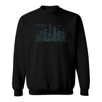 Chicago Skyline Vintage Chicago Illinois Sweatshirt | Mazezy