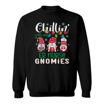Chillin With My Er Nurse Gnomies Xmas Light Christmas Nurse Sweatshirt | Mazezy
