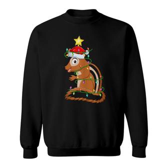 Chipmunk Lighting Xmas Tree Matching Chipmunk Christmas Sweatshirt | Mazezy