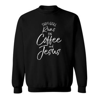 Christian Quote For Women This Girl Runs On Coffee And Jesus Tank Top Sweatshirt | Mazezy DE