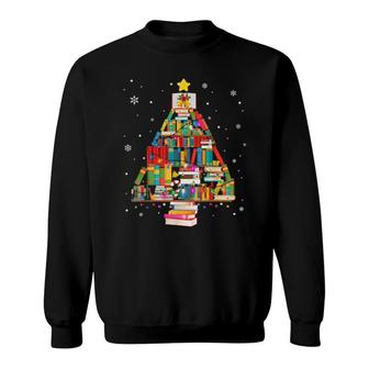 Christmas Library Tree Lights For Librarian And Books Sweatshirt | Mazezy