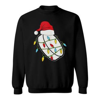 Christmas Lights Santa Hat Hockey Puck Sports Xmas Sweatshirt | Mazezy