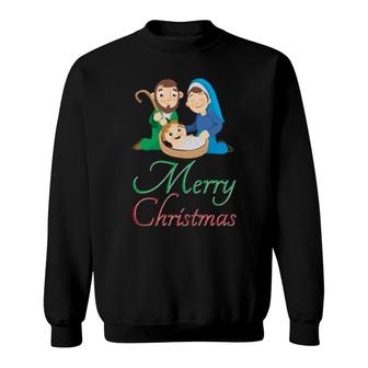 Christmas Nativity Birth Of Jesus Christ Christian Religious Sweatshirt | Mazezy