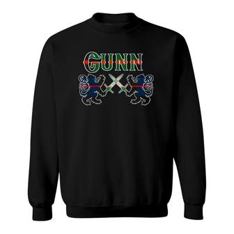 Clan Gunn Scottish Family Kilt Tartan Lion Sweatshirt | Mazezy