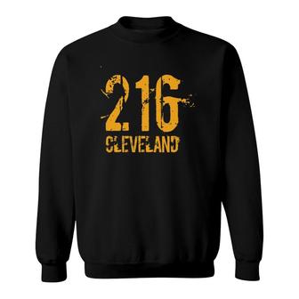 Cleveland 216 Area Code Distressed Sweatshirt | Mazezy