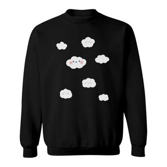 Cloudy Sky Fluffy Smiling Clouds Graphic Sweatshirt