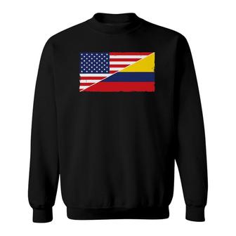 Colombia Flag And Usa Flag Roots Colombian Ancestry American Sweatshirt | Mazezy