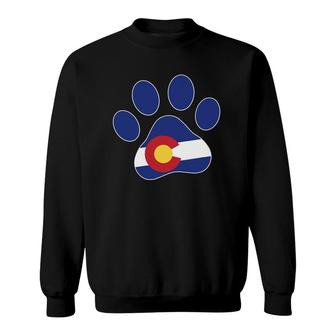 Colorado Paw Print Dog Co State Flag Native Gift Idea Sweatshirt - Thegiftio UK