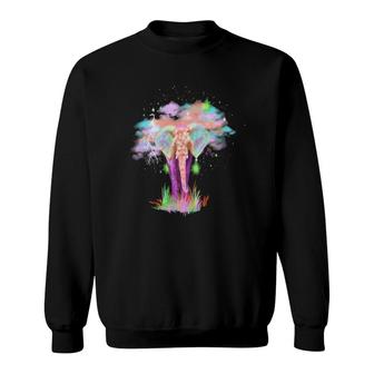 Colorful Rainbow Galaxy Animal Elephant Head Sweatshirt | Mazezy