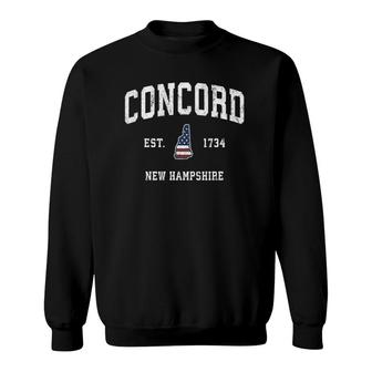 Concord New Hampshire Nh Vintage American Flag Sports Design Sweatshirt | Mazezy