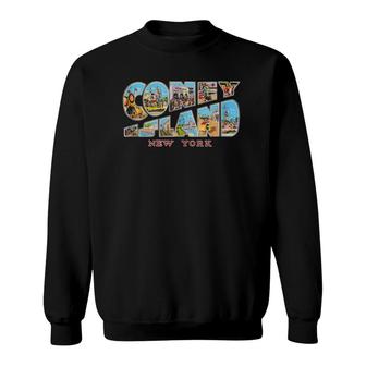 Coney Island New York Ny Vintage Retro Souvenir Sweatshirt | Mazezy CA