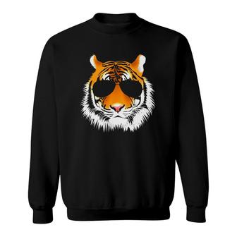 Cool Cat Tiger With Sunglasses Design Sweatshirt | Mazezy