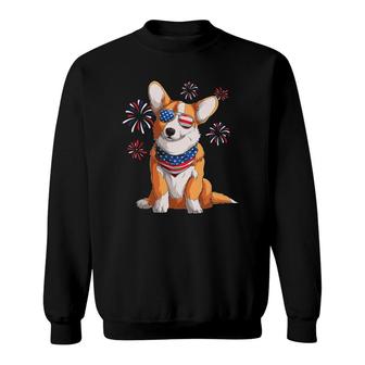 Corgi Dog American Usa Flag 4Th Of July Men Corgi Lover Sweatshirt | Mazezy