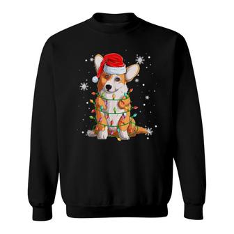 Corgi Dog Christmas Light Christmas Dog Santa Hat Sweatshirt | Mazezy
