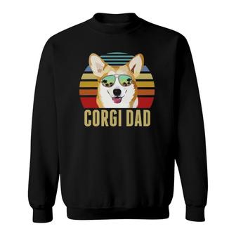 Corgi Dog Dad Vintage Retro Sunset Beach Vibe Fathers Day Sweatshirt | Mazezy