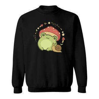 Cottagecore Aesthetic Frog Snail Cute Vintage Sweatshirt | Mazezy