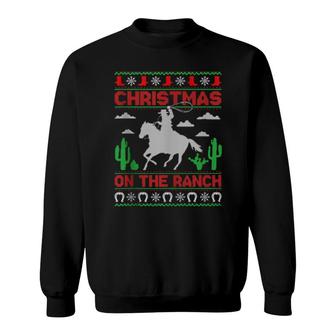 Cowboy Ride Horse Santa Cowboy Christmas Sweatshirt | Mazezy