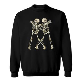 Creepy Skeleton Funny Halloween Gift Skeletons Waving Sweatshirt | Mazezy
